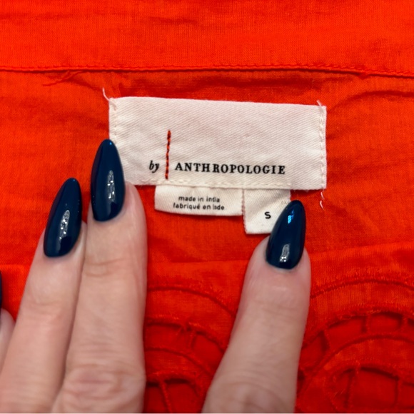 Anthropologie Bright Orange/Red Cut Out Blouse Size S - Picture 4 of 7